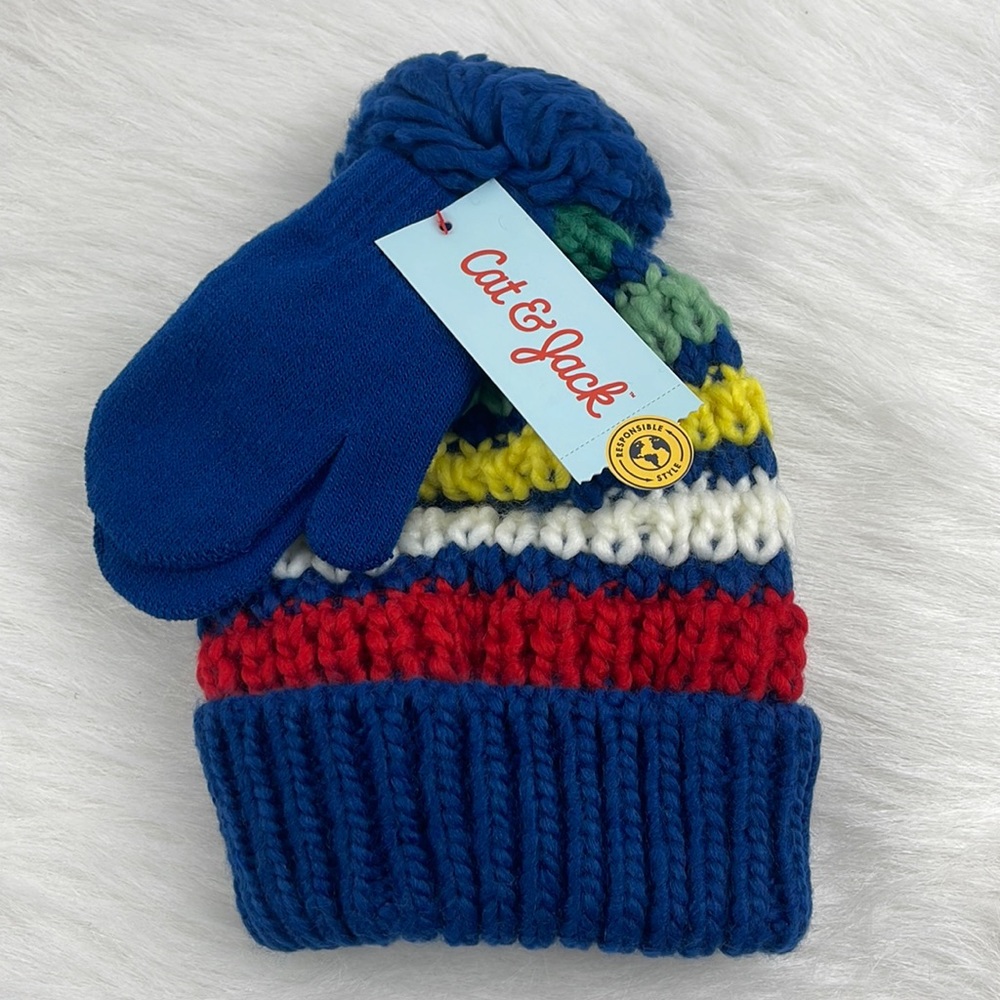 Gorro y guantes azul